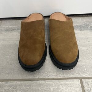Madewell Brown Suede Mules with Black Lug Sole
